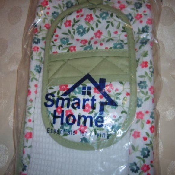 7 Piece Kitchen Towel Set With Oven Mitt Floral New In Package Smart Home - Picture 2 of 3